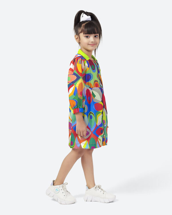 Girls Multicolor Front Zipper Dress